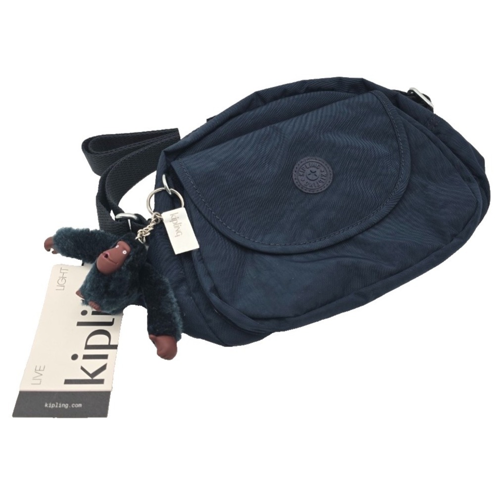 Kipling Stelma Crossbody Bag True Blue Tonal Nylon Lightweight Satchel
